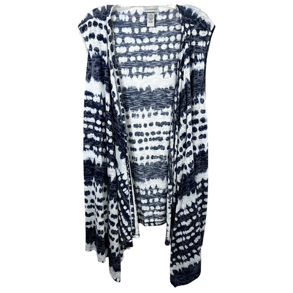 Catherines Sweaters - Catherines Plus Size‎ 34/36 Shrug 5X Navy Blue White Tie Dye Open Waterfall 1794